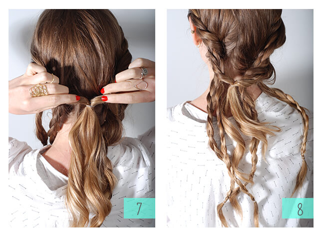 To add texture to the style, gently separate the braids.