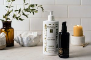 Eminence Organics Firm Skin Acai Cleanser and May Lindstrom Pendulum Potion